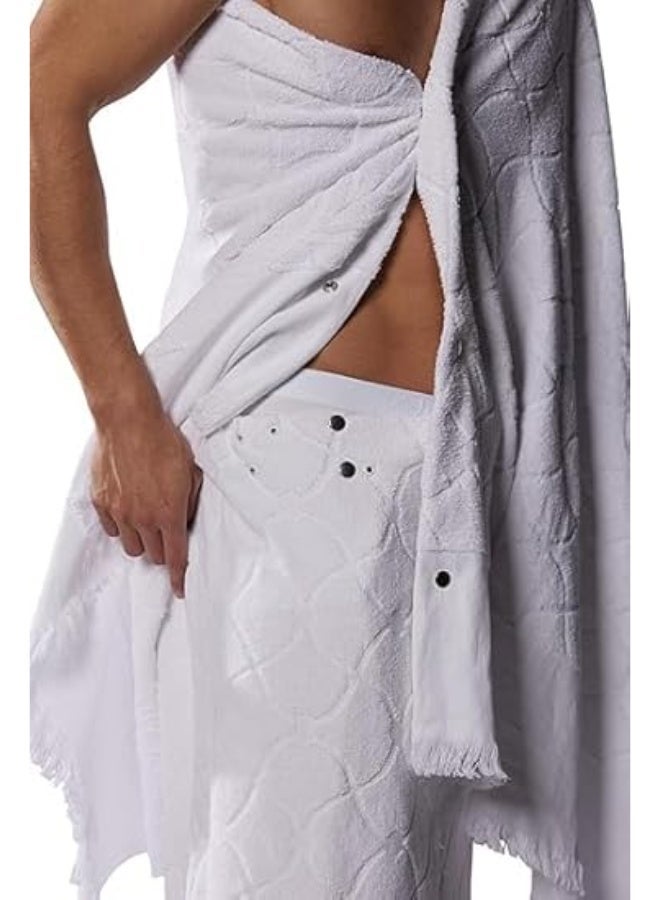 Men’s Ihram Clothing – 100% Egyptian Cotton for Hajj and Umrah, 1400g, with Two Undersheets, Belt, Ihram Cover, and Carrying/Storage Bag, Whit - Image 2